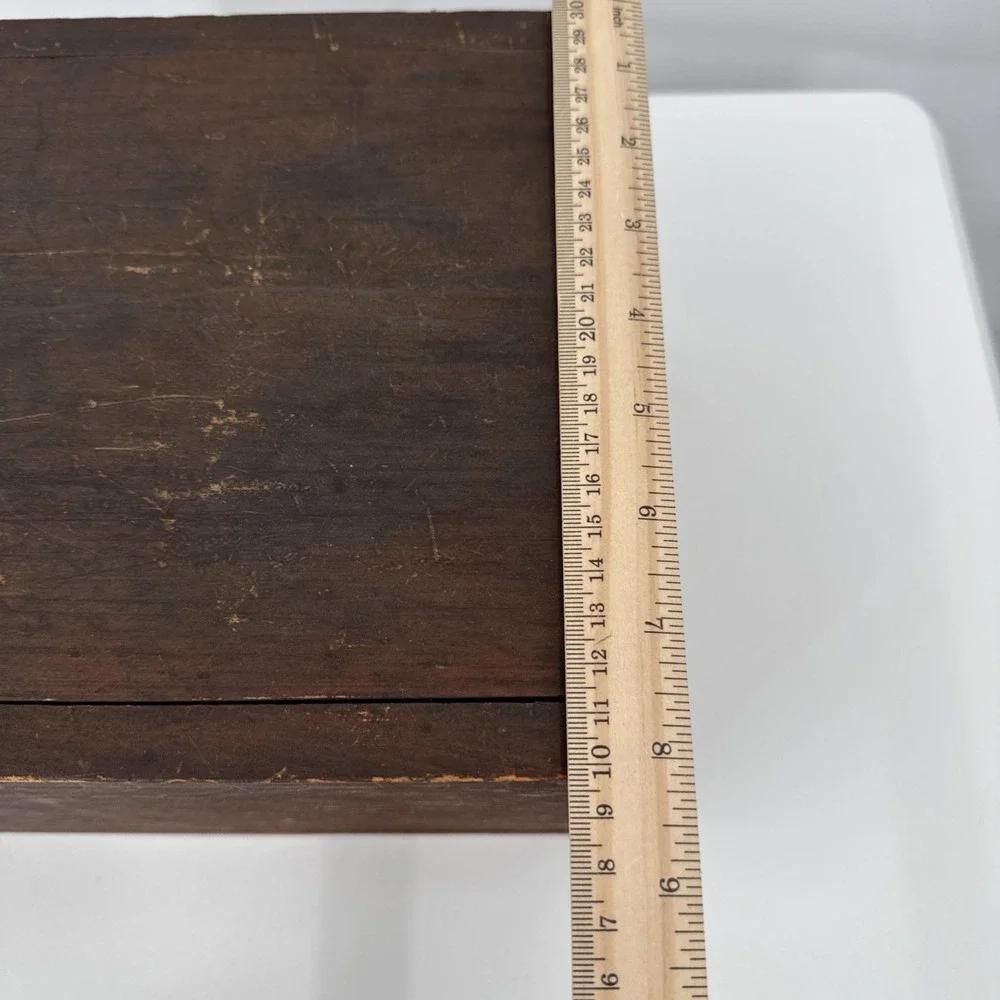 ANTIQUE SLIDE LID CANDLE Solid Wood Box DOCUMENT BOX Dry Finish